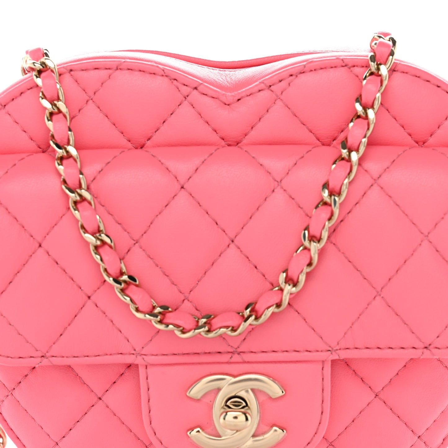 Lambskin Quilted CC In Love Heart Bag Pink
