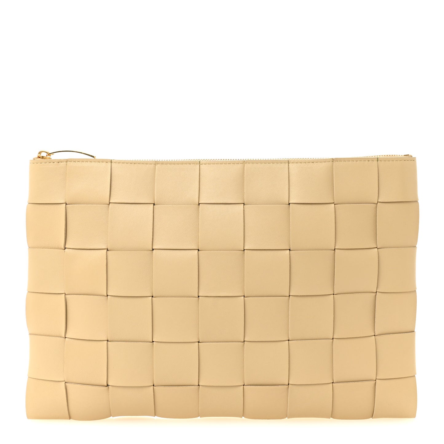 Nappa Maxi Intrecciato Large Cassette Flat Zip Pouch Porridge