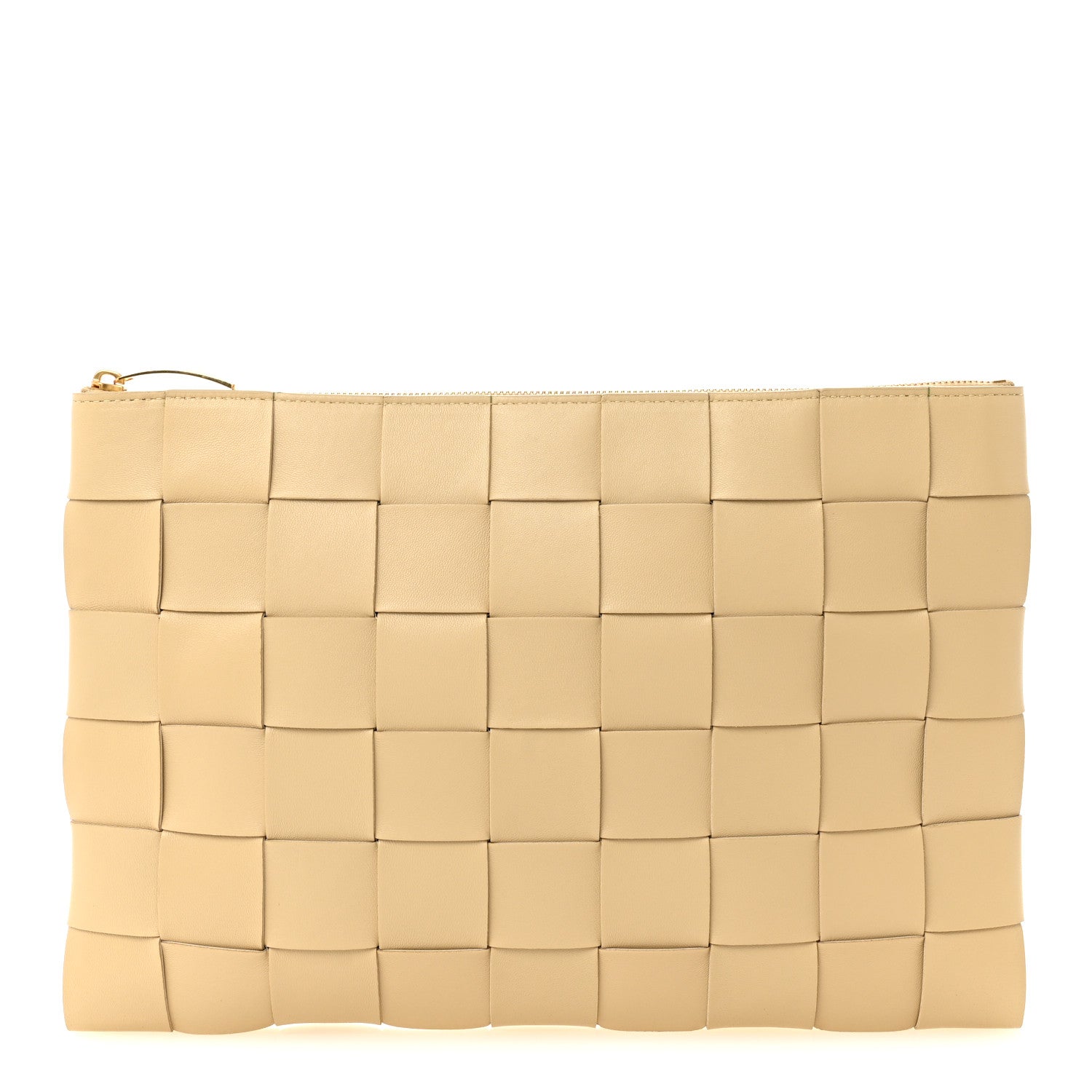 Bottega Veneta Nappa Maxi Intrecciato Large Cassette Flat Zip Pouch Porridge 1 of 7