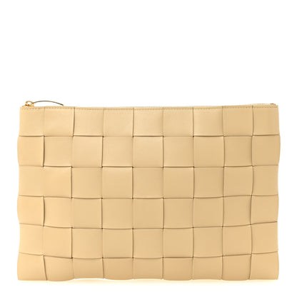 Bottega Veneta Nappa Maxi Intrecciato Large Cassette Flat Zip Pouch Porridge 1 of 7