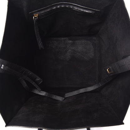 Celine Crocodile Embossed Calfskin Medium Phantom Luggage Black 7 of 17