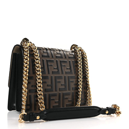 Fendi Vitello Liberty Bi-Color FF 1974 Embossed Small Kan U Shoulder Bag Maya Black 3 of 11
