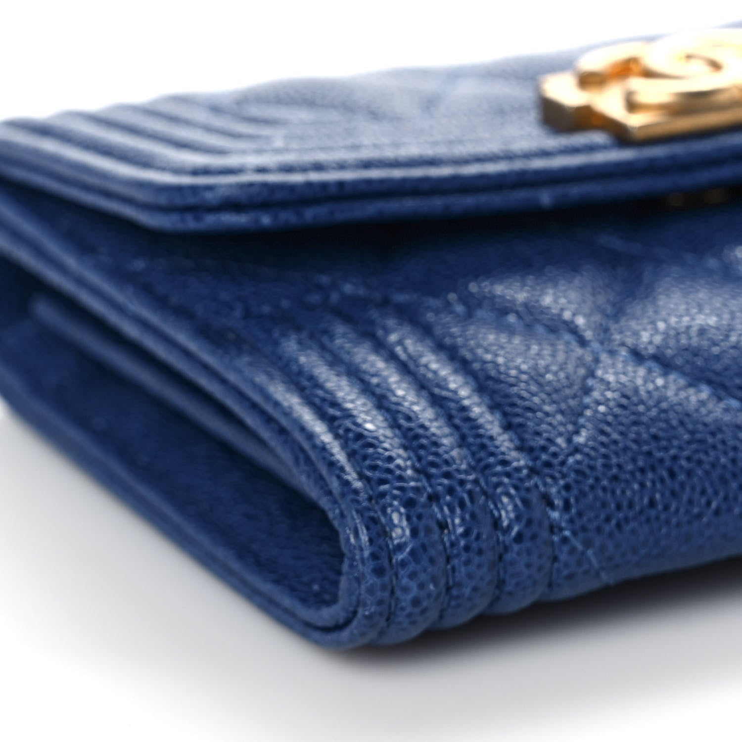 Chanel Caviar Quilted Boy Card Holder Wallet Blue 9 of 11