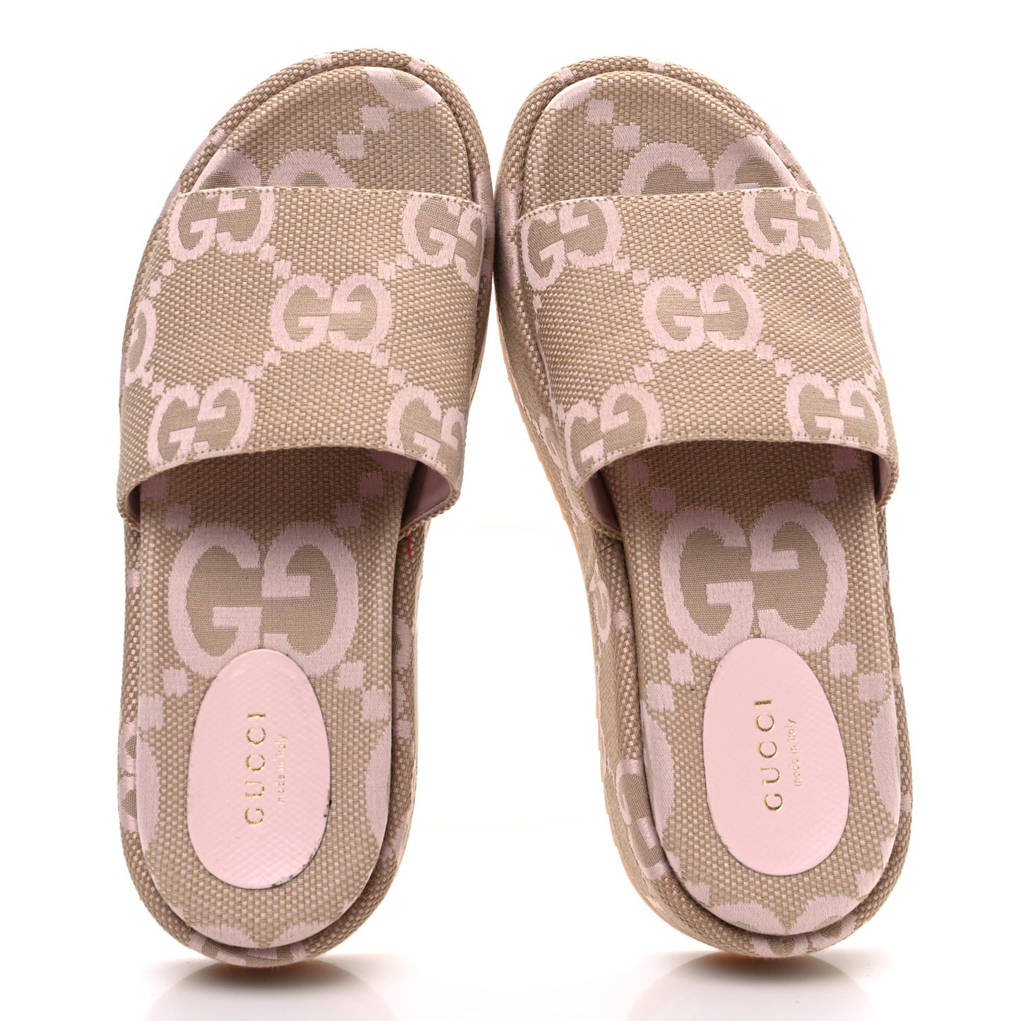 Monogram Jumbo GG Angelina Platform 55mm Slide Sandals 37 Beige Perfect Pink