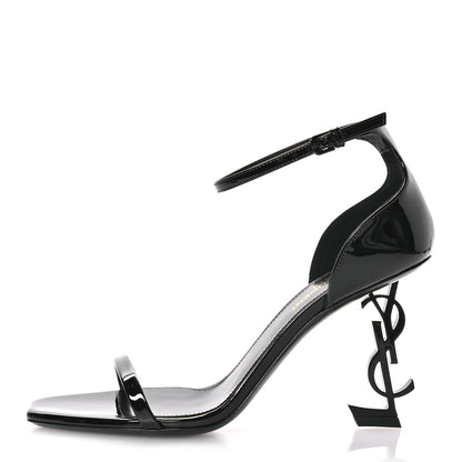 Saint Laurent Patent Calfskin Opyum 85 Sandals 37 Black 1 of 10