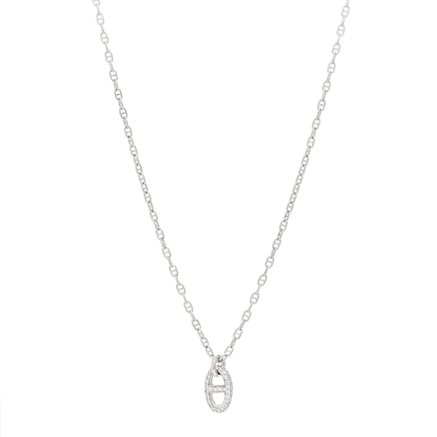 18K White Gold Diamond New Farandole Pendant Necklace ST