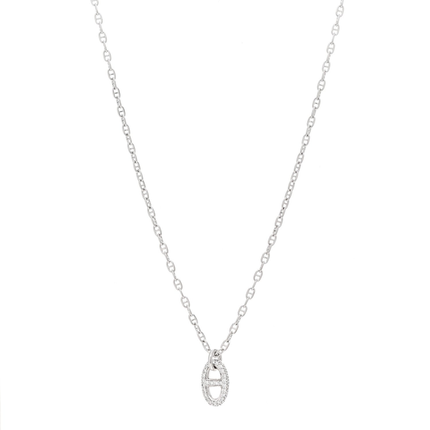 Hermes 18K White Gold Diamond New Farandole Pendant Necklace ST 1 of 5
