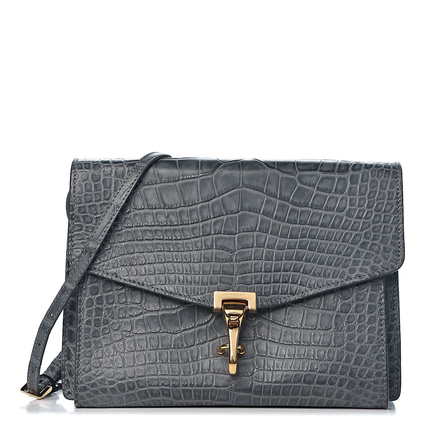 Alligator Small Macken Crossbody Bag Grey