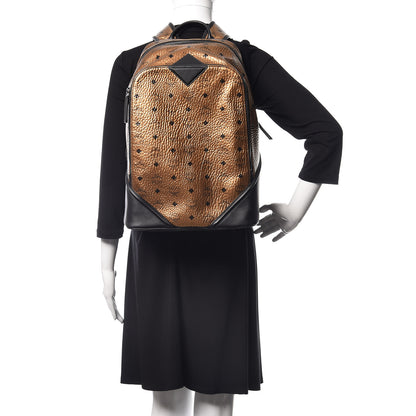 MCM Metallic Visetos Medium Duke Backpack Gold 2 of 11