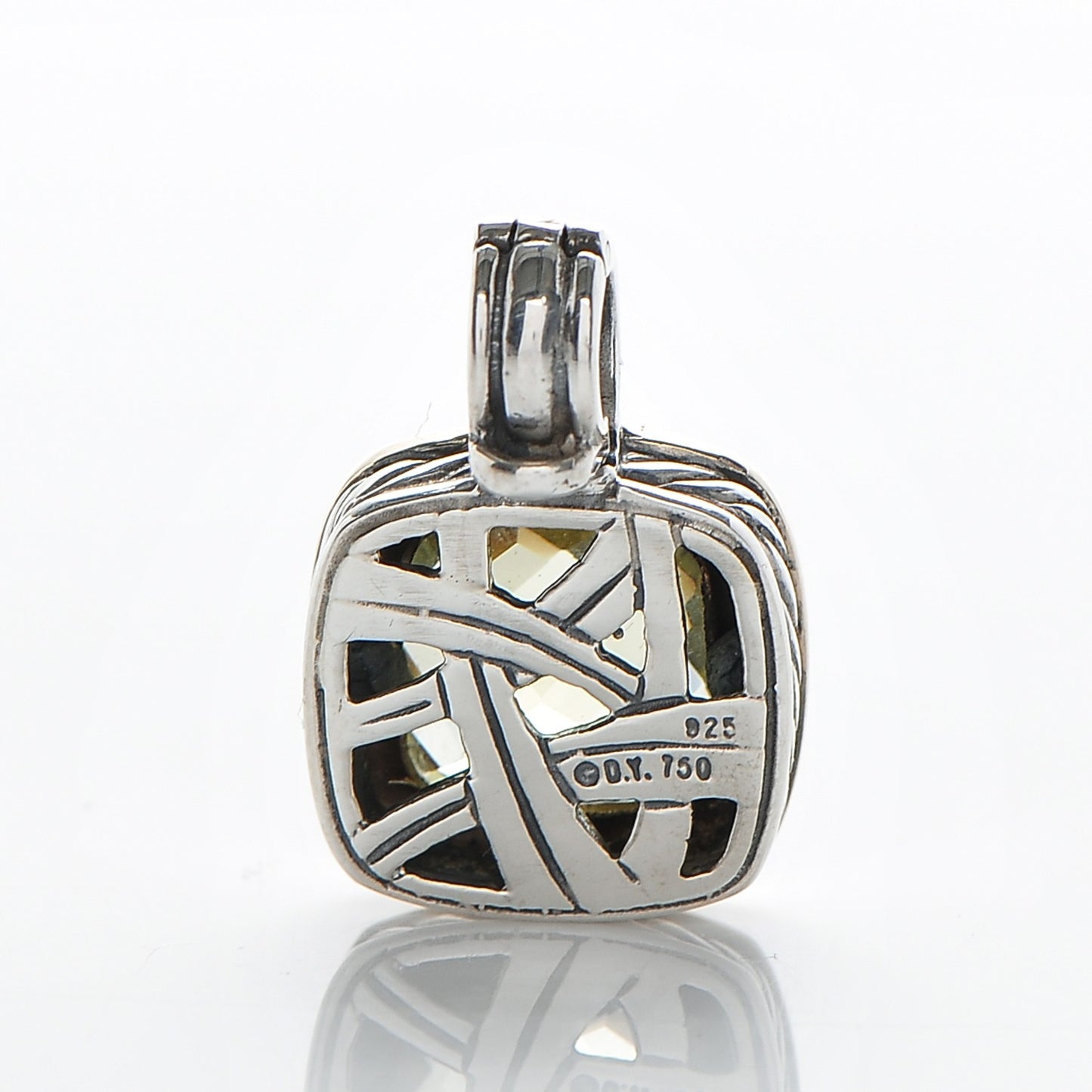 Sterling Silver 18K Yellow Gold Lemon Citrine 11mm Albion Enhancer Pendant