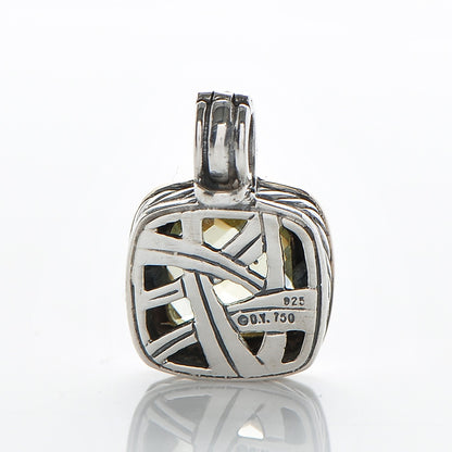 David Yurman Sterling Silver 18K Yellow Gold Lemon Citrine 11mm Albion Enhancer Pendant 3 of 4