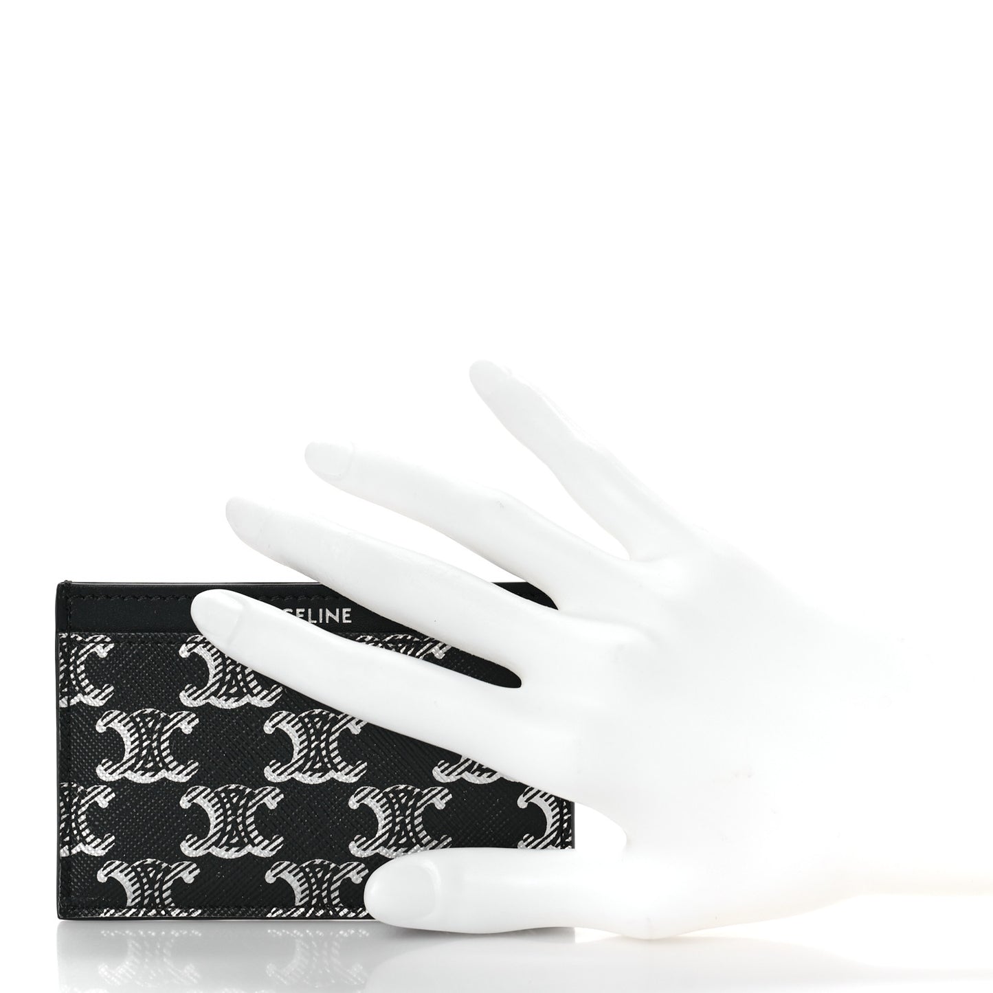 Triomphe Canvas Card Holder Silver Black