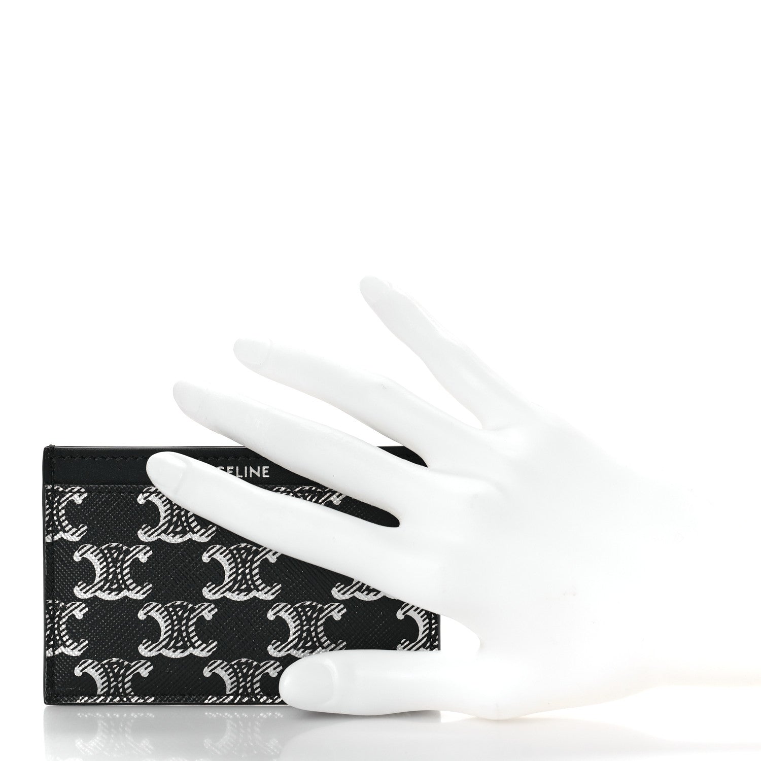 Celine Triomphe Canvas Card Holder Silver Black 2 of 9