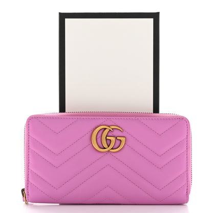Gucci Calfskin Matelasse GG Marmont Zip Around Wallet Candy Mousse 9 of 9