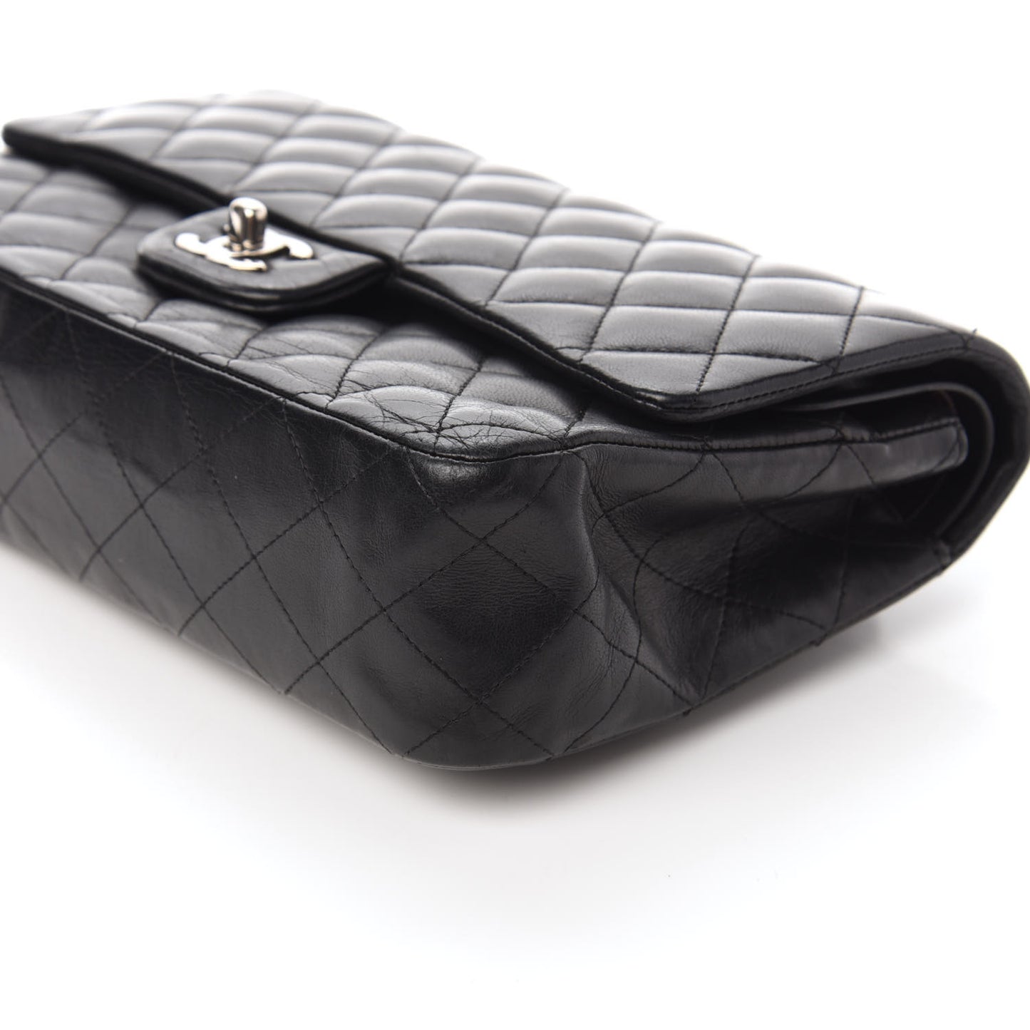Lambskin Quilted Medium Double Flap Black