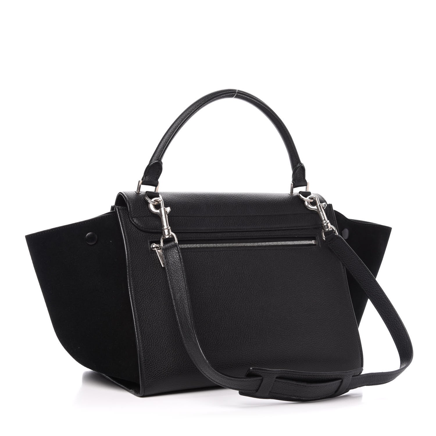 Celine Drummed Calfskin Suede Medium Trapeze Black 3 of 9