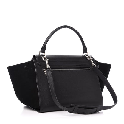 Celine Drummed Calfskin Suede Medium Trapeze Black 3 of 9