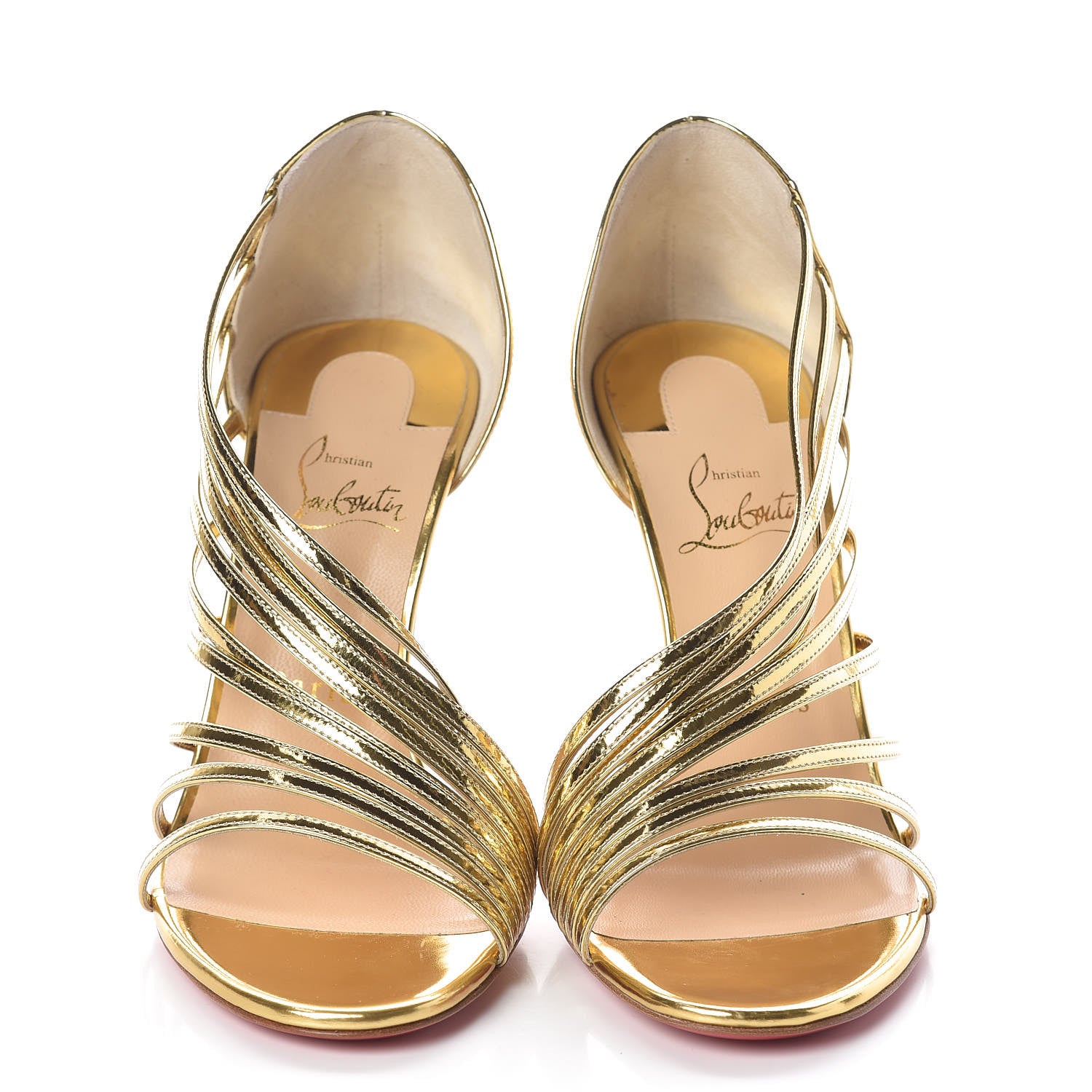 Christian Louboutin Specchio Norina 100 Sandals 38.5 Gold 2 of 8