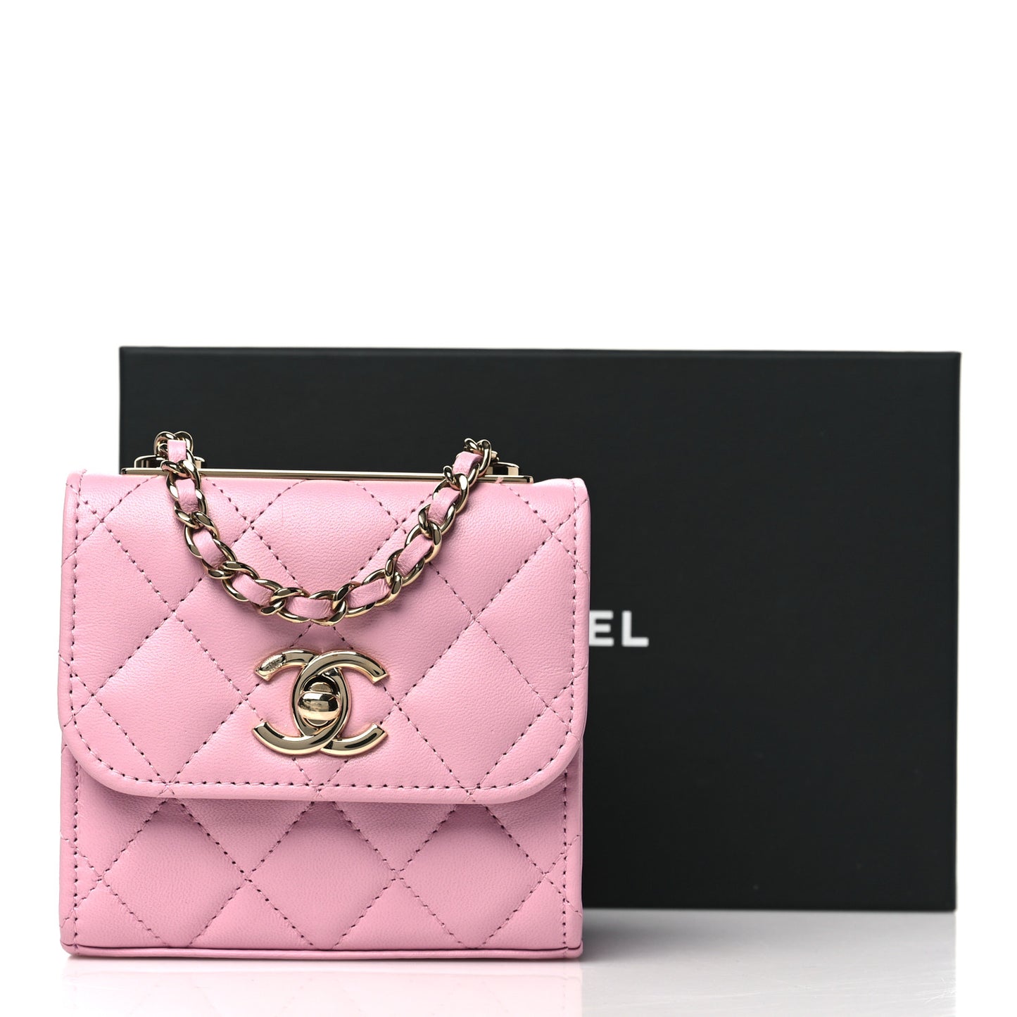 Lambskin Quilted Mini Trendy CC Clutch With Chain Pink
