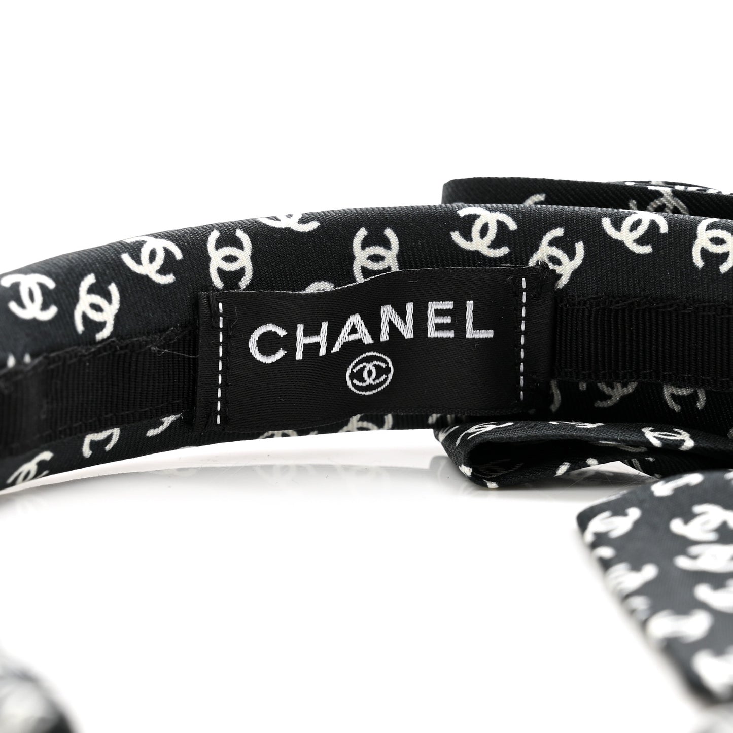 Grosgrain CC Bow Headband Black White