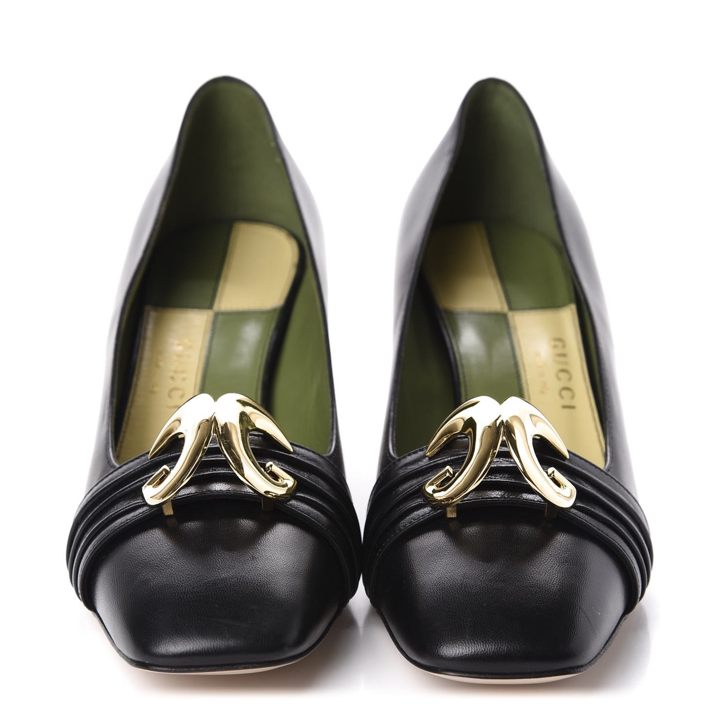 Malaga Kid Half Moon GG Square Toe Pumps 38 Black