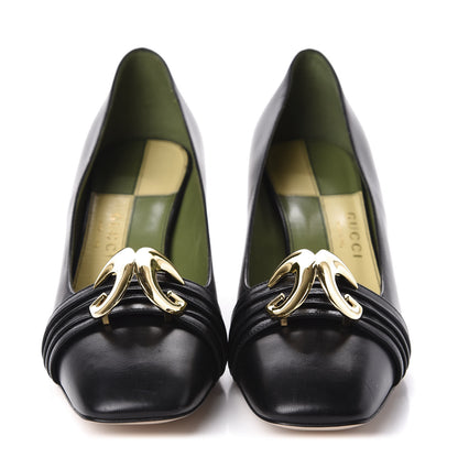 Gucci Malaga Kid Half Moon GG Square Toe Pumps 38 Black 2 of 11