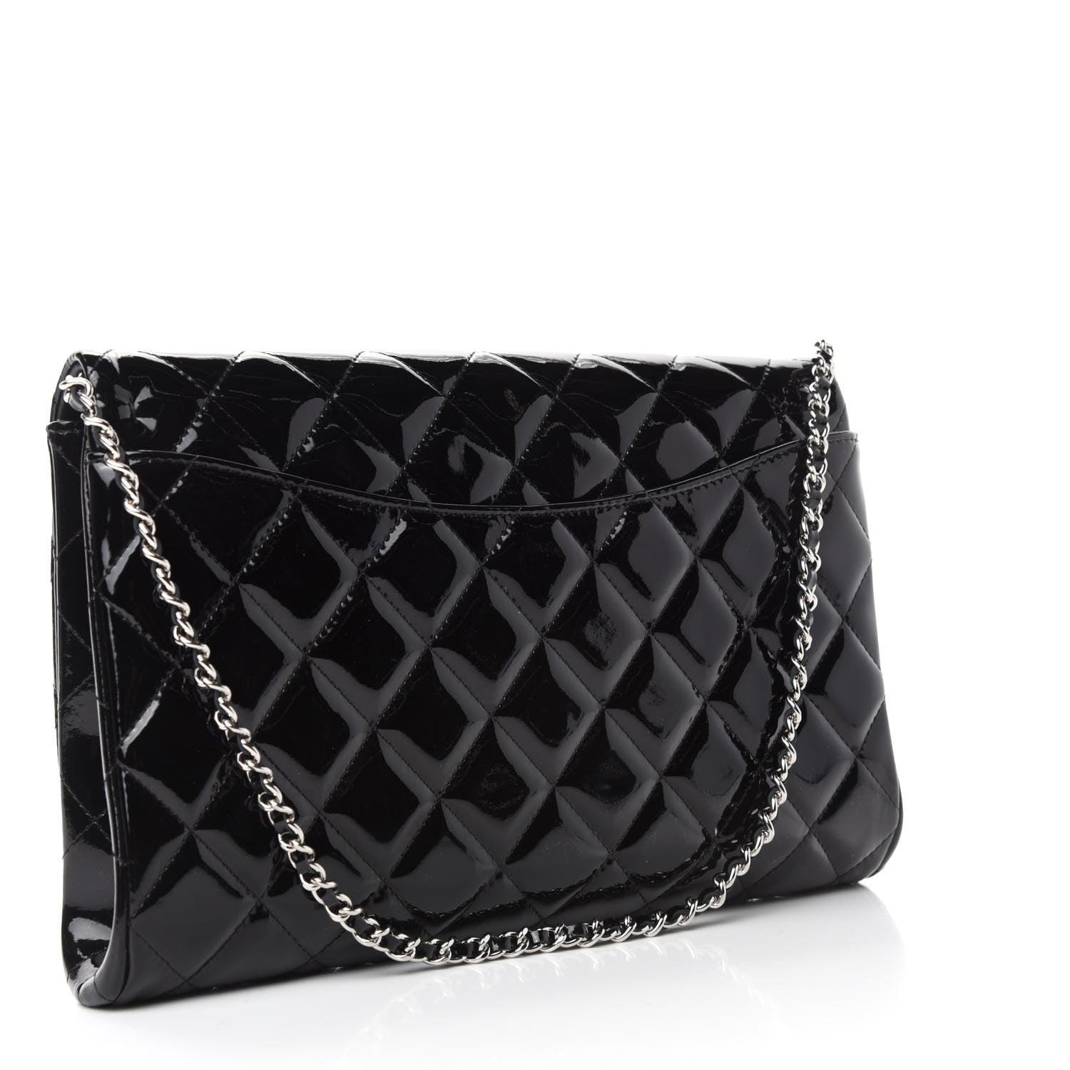 Chanel Patent Quilted Clutch with Chain Flap Black 3 of 11