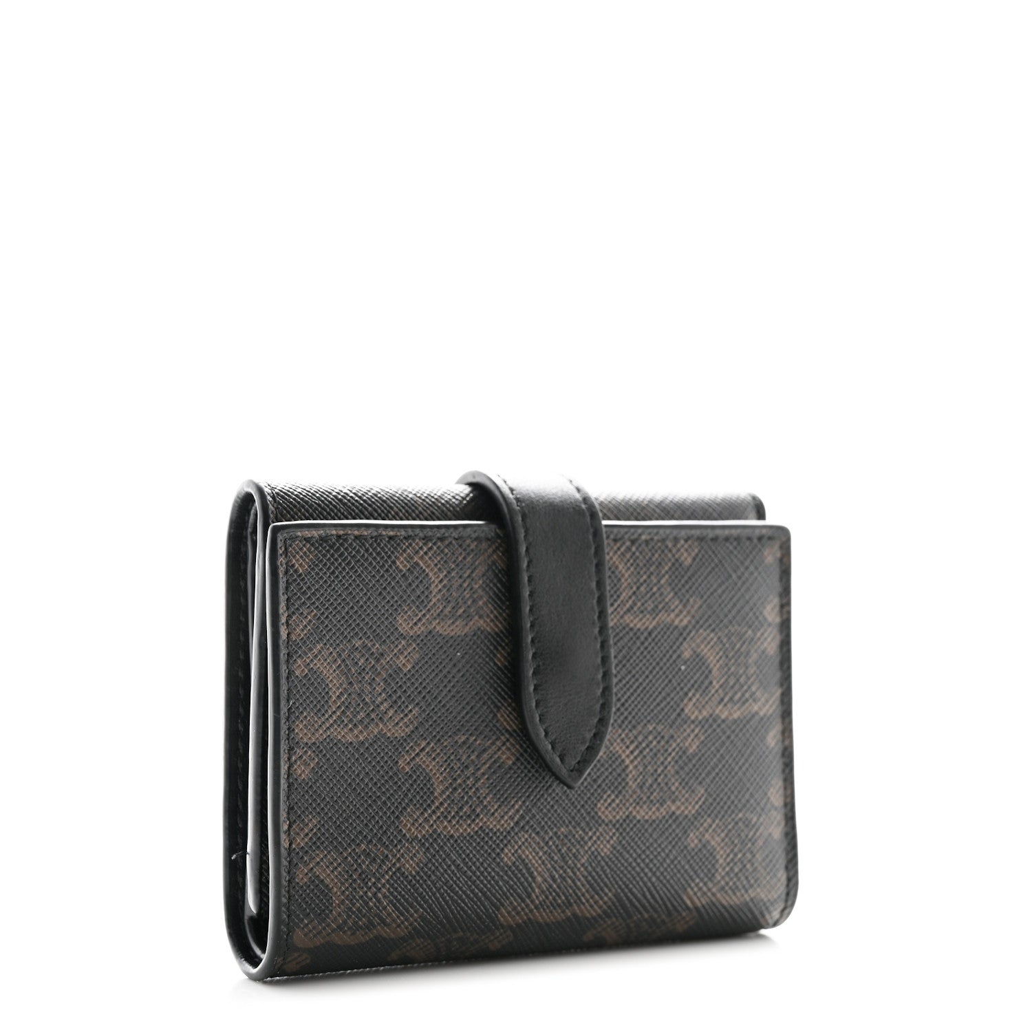 Celine Canvas Triomphe Medium Strap Wallet Black 3 of 8