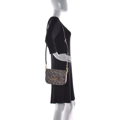 Gucci X BALENCIAGA GG Supreme Monogram Logo Print Horsebit 1955 Shoulder Bag Beige Ebony 2 of 9