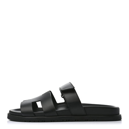 Hermes Calfskin Womens Chypre Sandals 40 Black 1 of 8