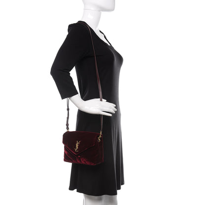 Saint Laurent Velvet Y Quilted Monogram Toy Loulou Crossbody Bag French Burgundy 3 of 10