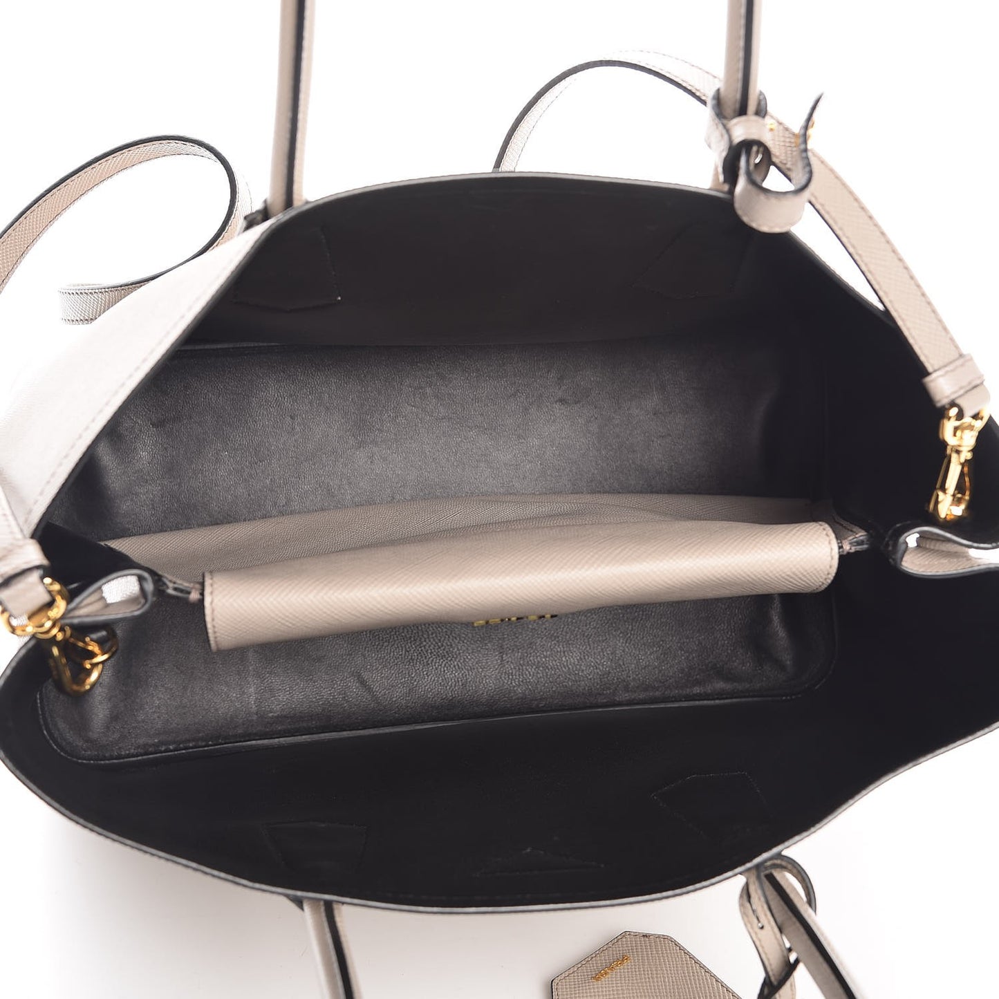 Saffiano Cuir Medium Double Bag Talco Nero Black