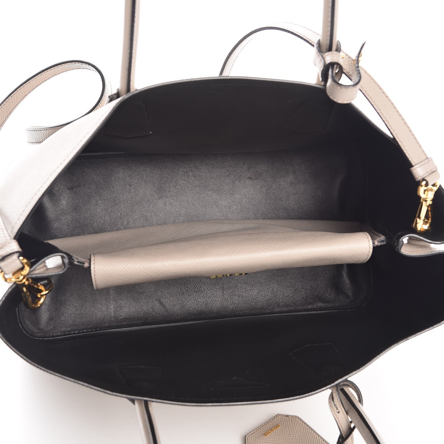 Prada Saffiano Cuir Medium Double Bag Talco Nero Black 6 of 9