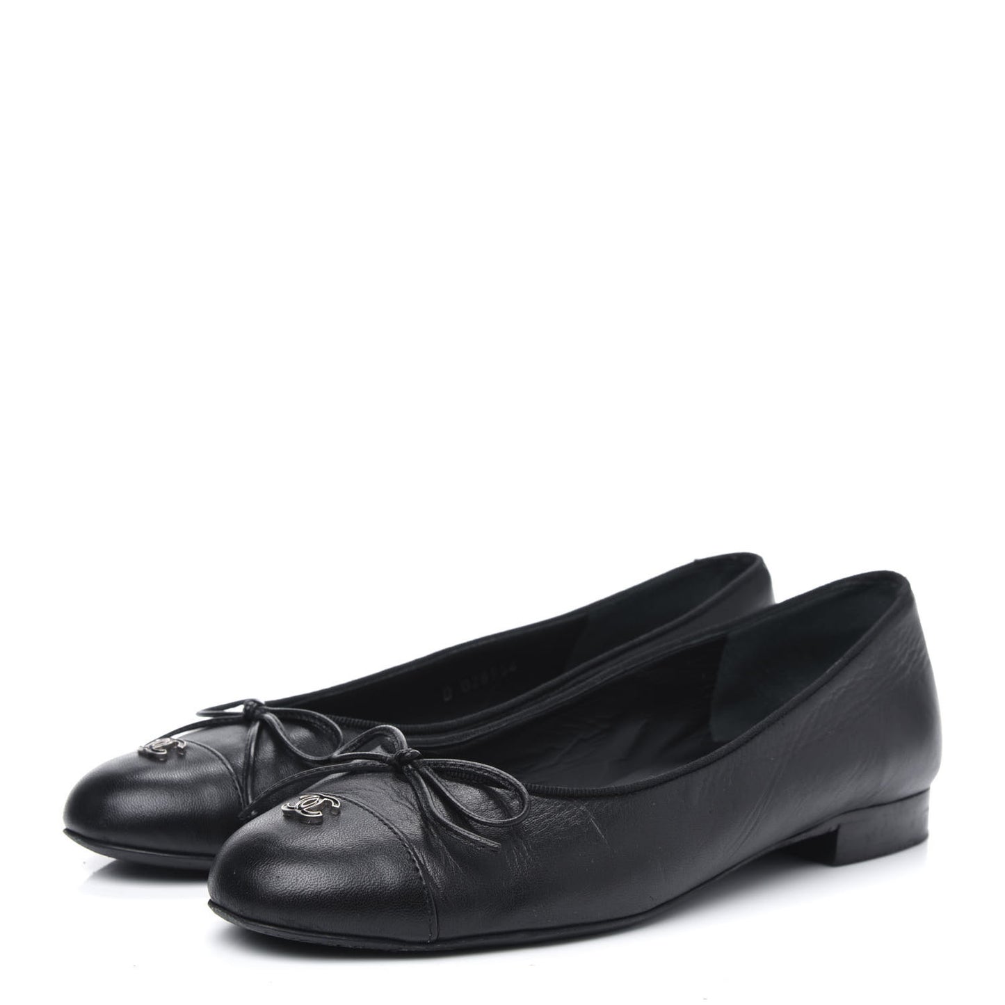 Lambskin Cap Toe CC Ballerina Flats 36 Black