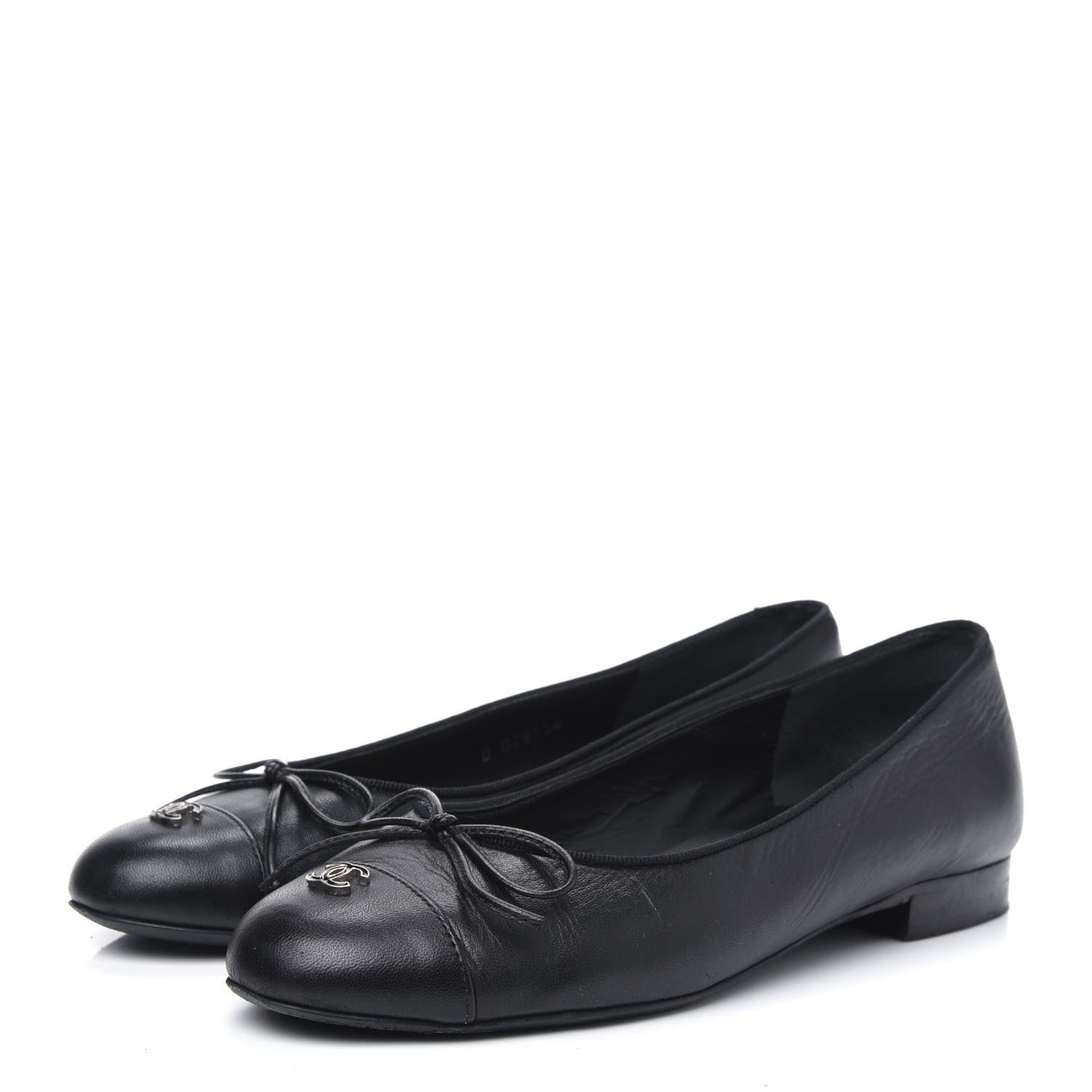 Chanel Lambskin Cap Toe CC Ballerina Flats 36 Black 3 of 10