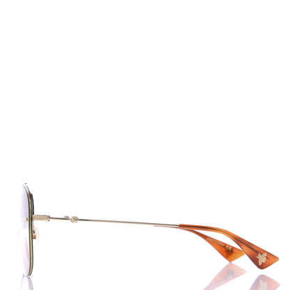 Gucci Metal Glitter Aviator Sunglasses G0227S Gold 3 of 8