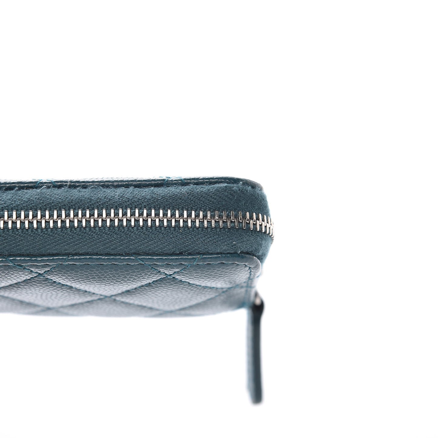 Caviar Quilted Zip Coin Purse Dark Turquoise