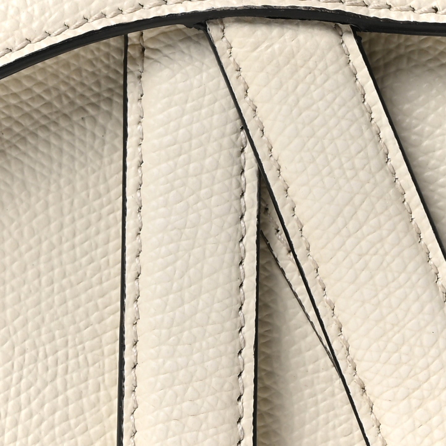 Grained Calfskin Mini Saddle Bag White