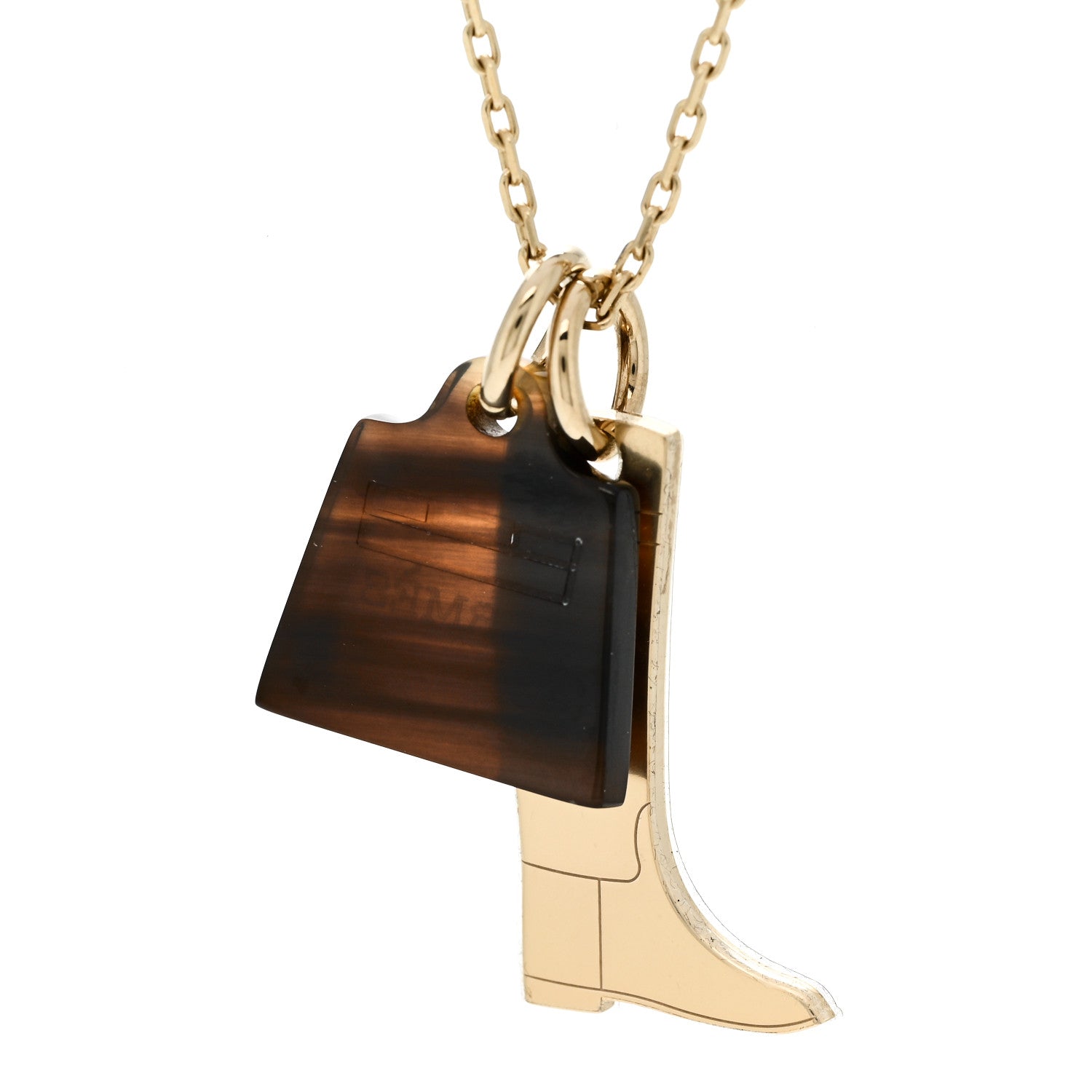 Hermes Permabrass Buffalo Horn Amulette Maroquinier PM Pendant Necklace 4 of 7