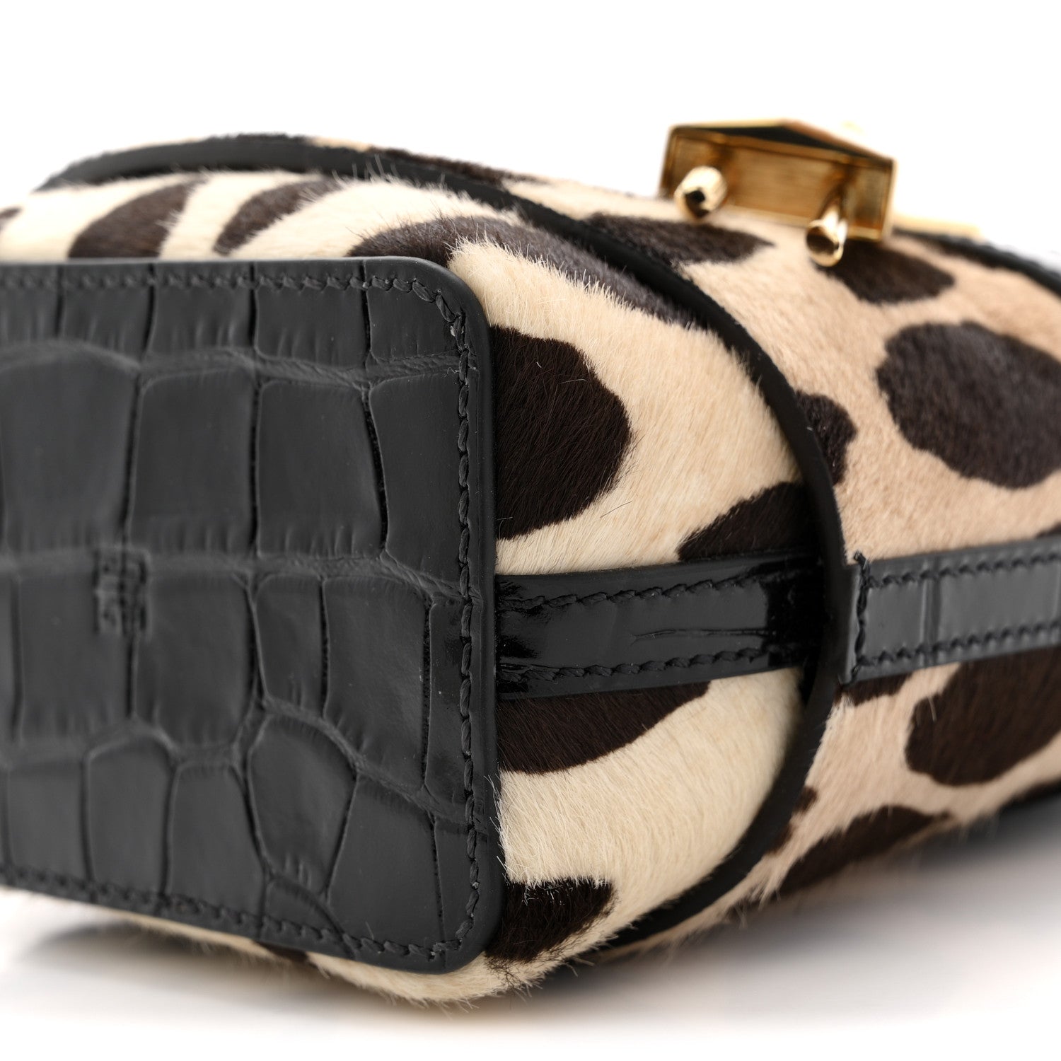 Givenchy Pony Calfskin Micro Leopard Print Shark Lock Bucket Bag