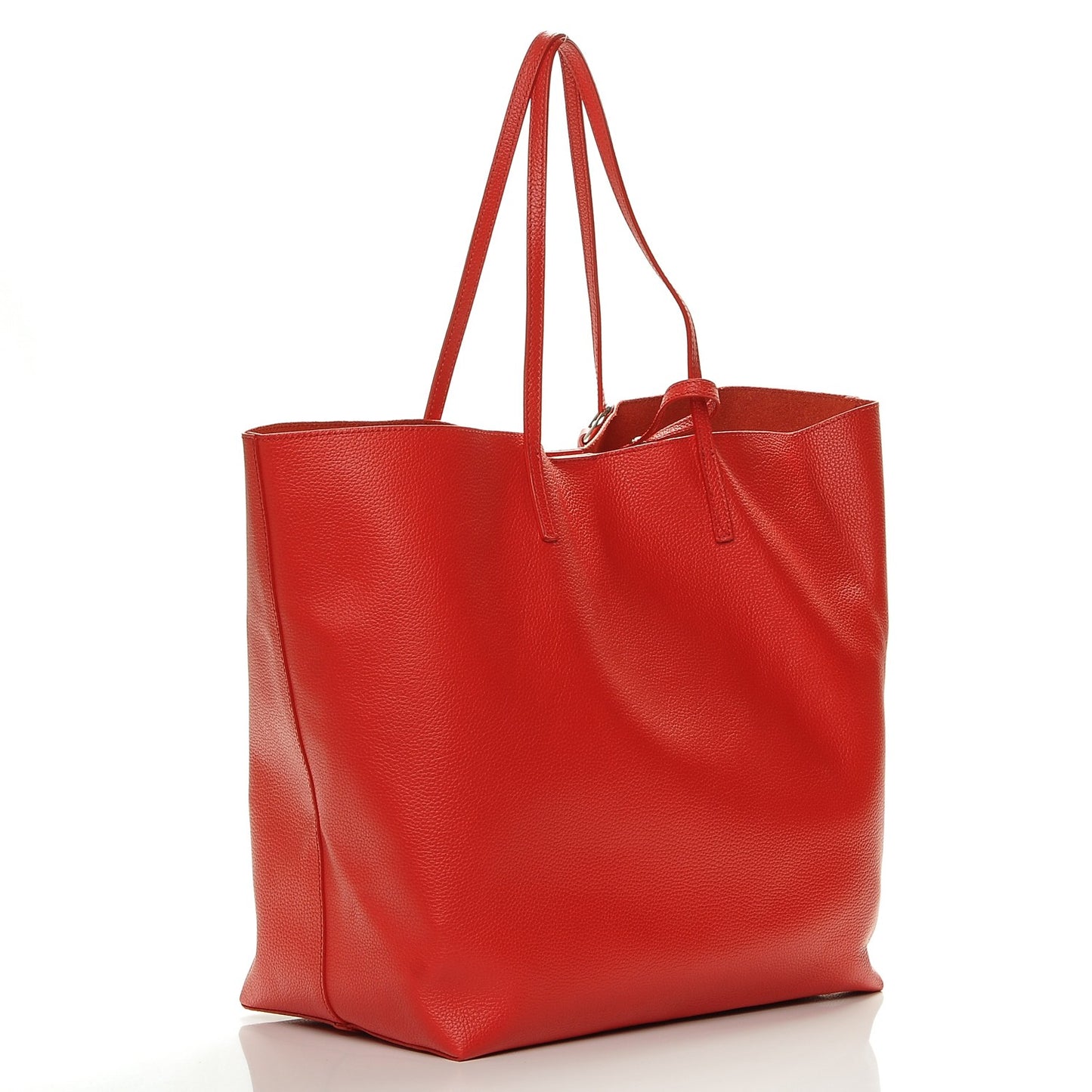 Grained Calfskin Skull Open Shopper Tote Red