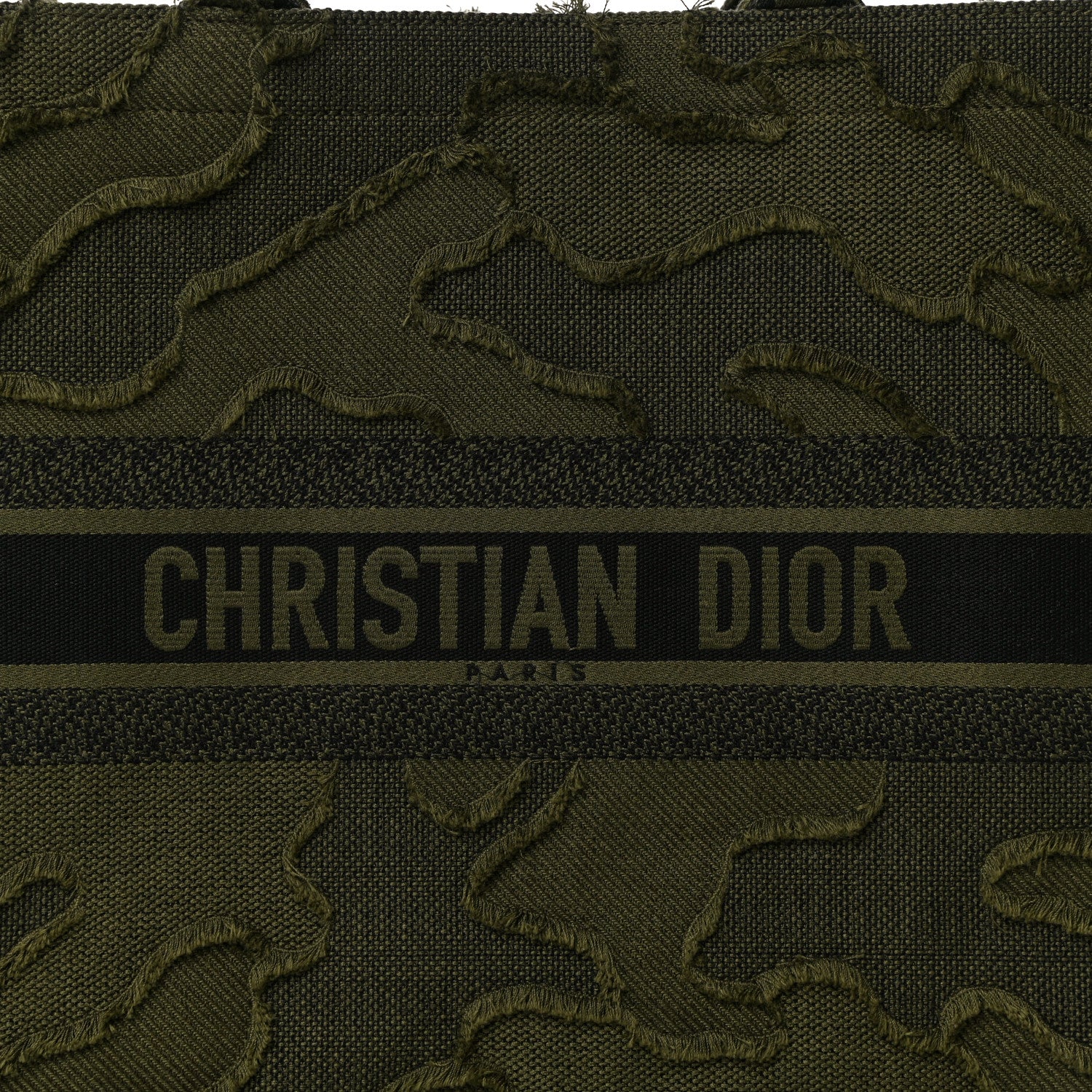 Christian Dior Canvas Embroidered Camouflage Book Tote Green 8 of 11