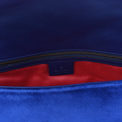 Gucci Velvet Matelasse Medium GG Marmont Shoulder Bag Cobalt Blue 7 of 9