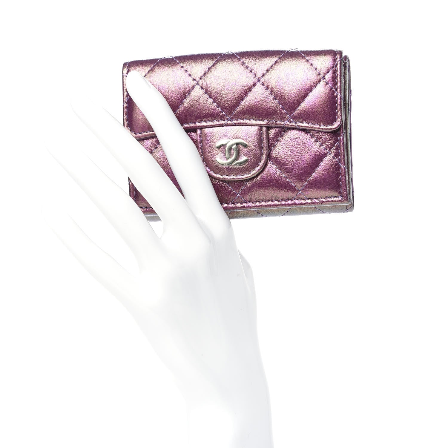 Chanel Iridescent Lambskin Small Quilted Flap Wallet Purple 2 of 11