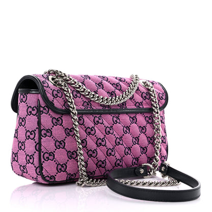 Gucci Monogram Multicolor Matelasse Diagonal Small GG Marmont Shoulder Bag Pink Blue 3 of 9