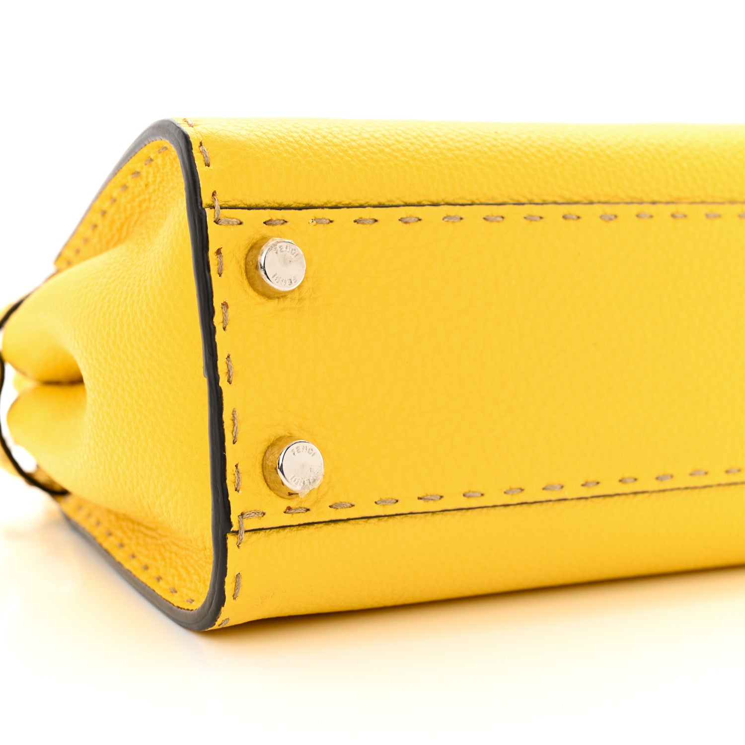 Fendi Cuoio Romano Selleria Mini Peekaboo Iconic Satchel Limone 9 of 10