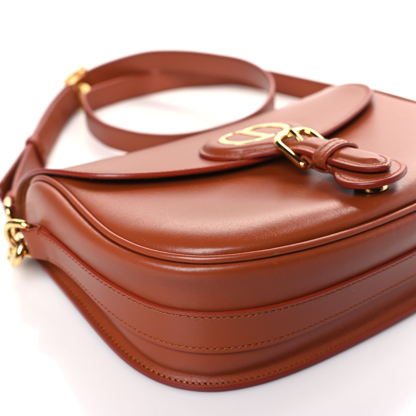 Box Calfskin Medium Bobby Flap Dark Tan