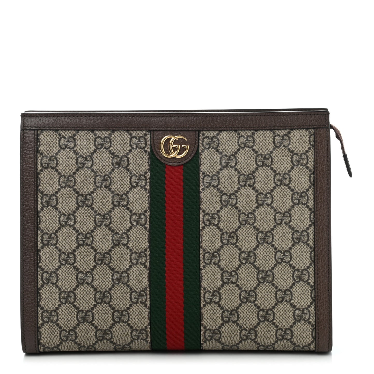 GG Supreme Monogram Web Ophidia Pouch Brown