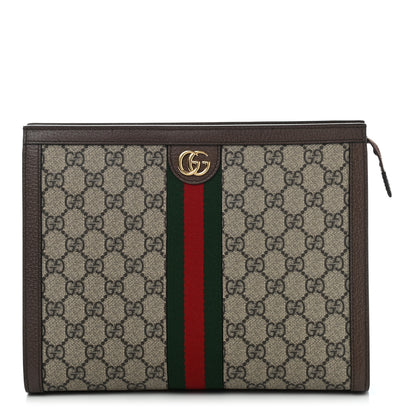 Gucci GG Supreme Monogram Web Ophidia Pouch Brown 1 of 9