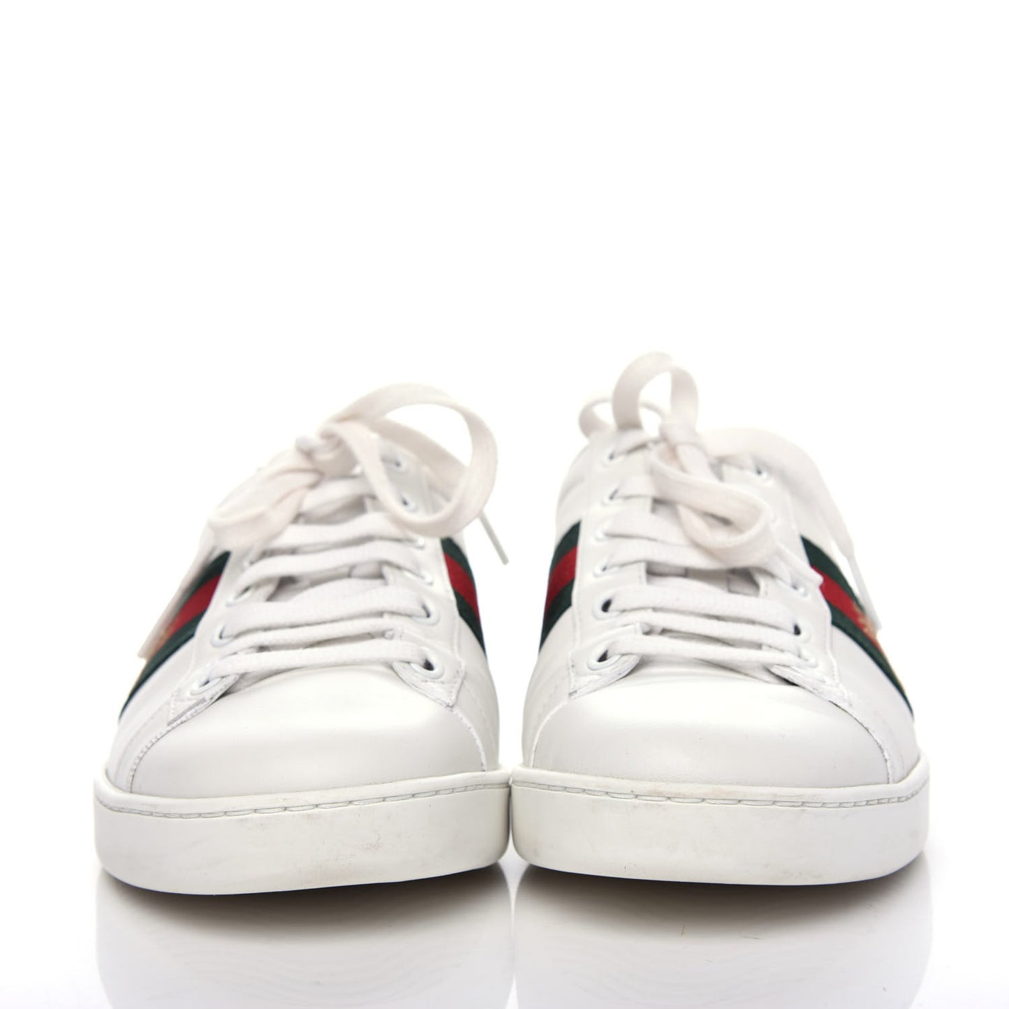 Calfskin Ayers Bee Embroidered Womens Ace Sneakers 37.5 White Green